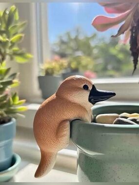 Gift idea Kawaii adorable PLATYPUS Plant pot hugger figurine resin decor statue